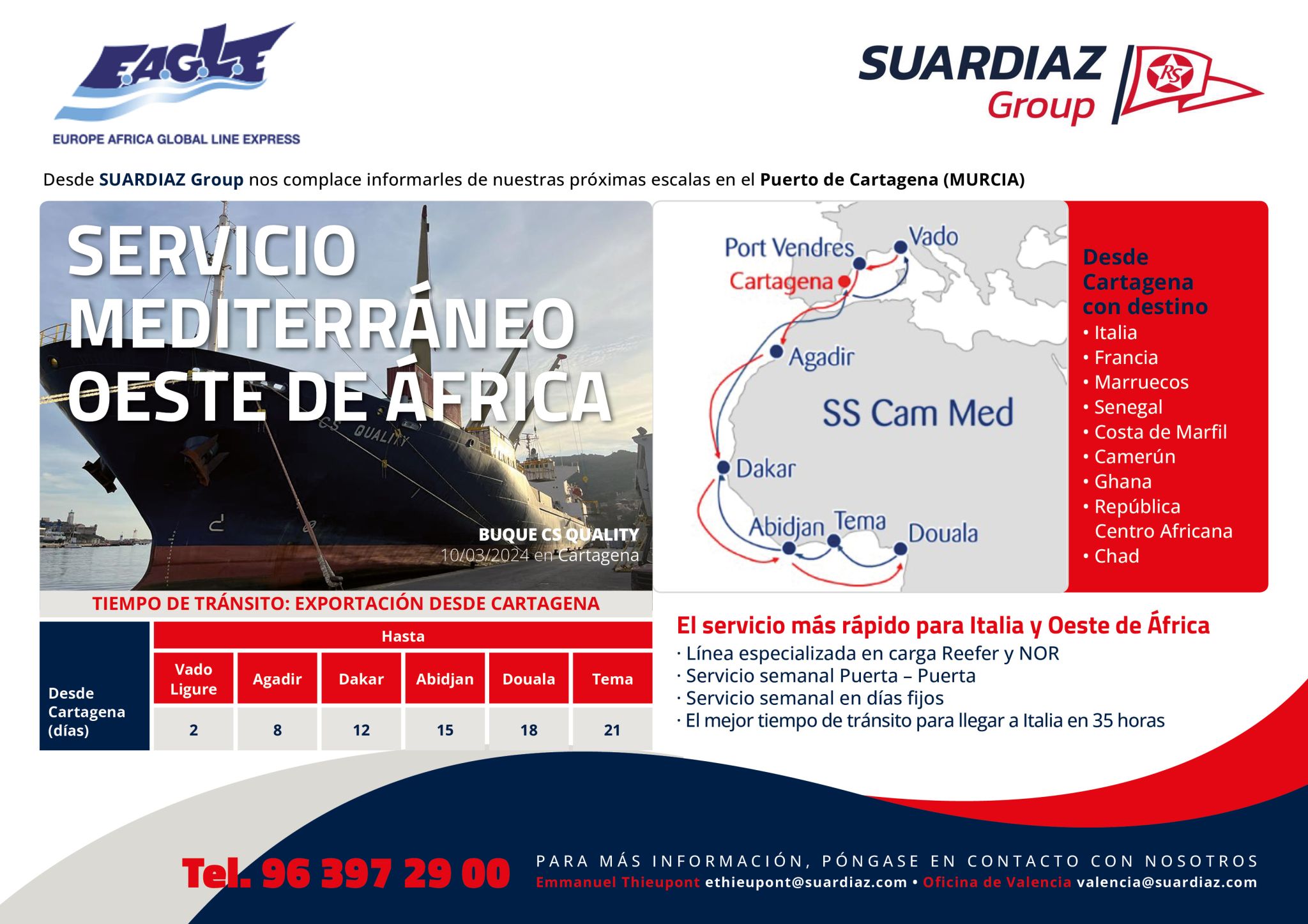 Un nouveau service de l’armateur Suardiaz pour connecter le Maroc à 4 ports de l’Afrique de l’Ouest 