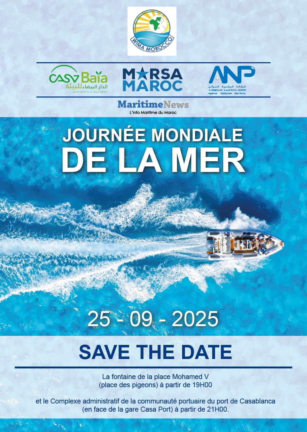 WIMA Morocco, en partenariat avec l’Agence Nationale des Ports, Marsa Maroc et Casa Baia, célèbre la Journée mondiale de la mer sous le thème : « Nos Océans, Nos Obligations, Nos Opportunités ».