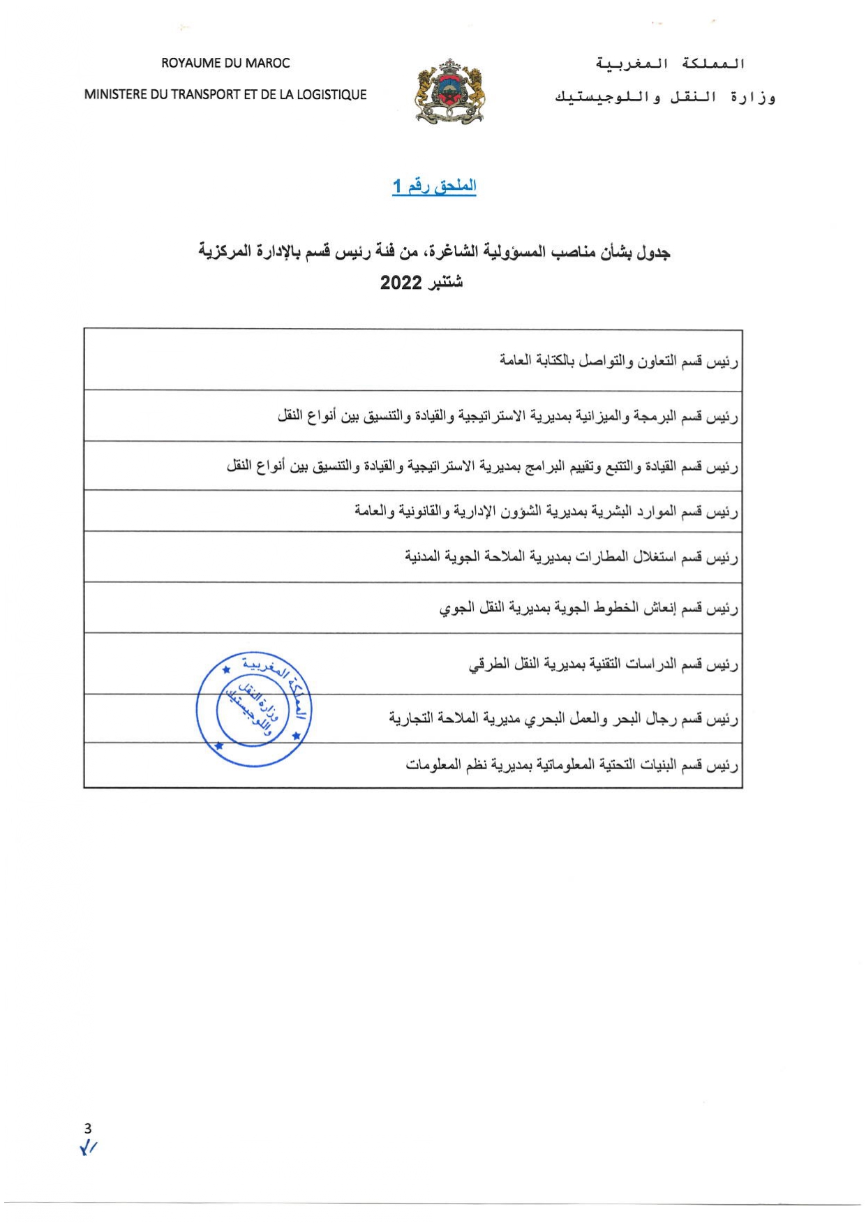 Le Ministre du Transport et de la Logistique lance un appel à candidatures pour des postes stratégiques